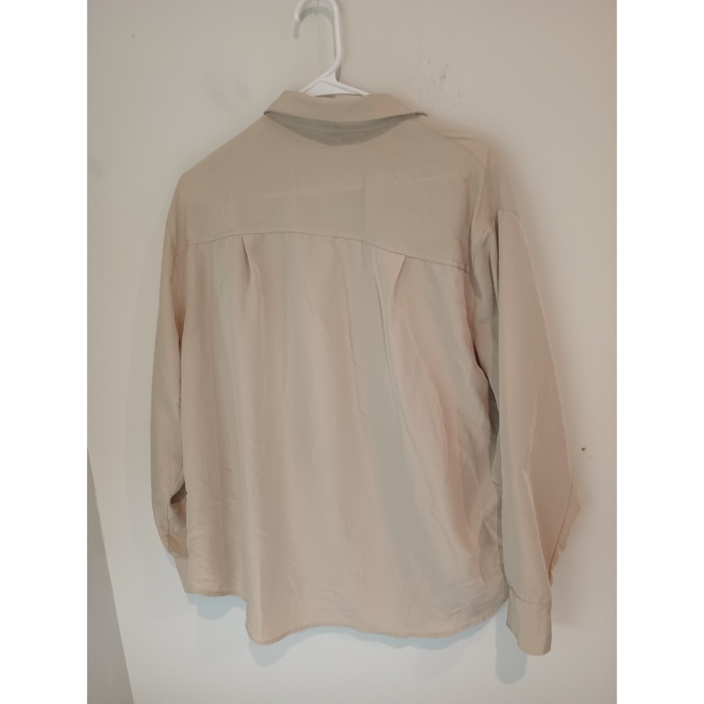 Old Navy Women's Beige Tan Button Up Shirt Large Long Sleeve Utility Pockets - Picture 4 of 5